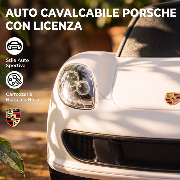 AIYAPLAY Auto cavalcabile a spinta per bambini 18-36 mesi con clacson, fari e suoni, bianco | Aosom Italy