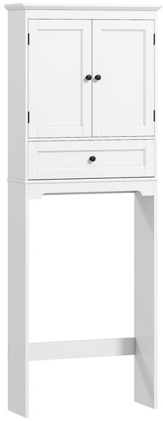 HOMCOM Mobile sopra WC con 2 ante, cassetto e ripiano regolabile, bianco | Aosom Italy