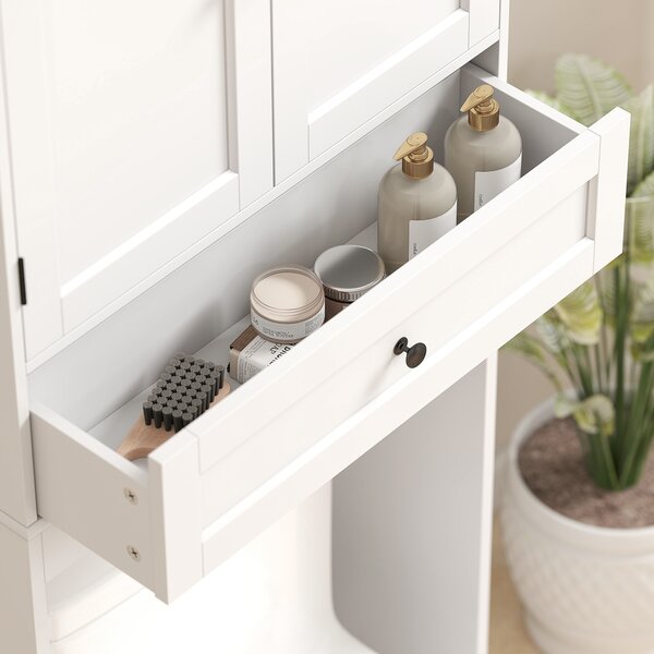 HOMCOM Mobile sopra WC con 2 ante, cassetto e ripiano regolabile, bianco | Aosom Italy