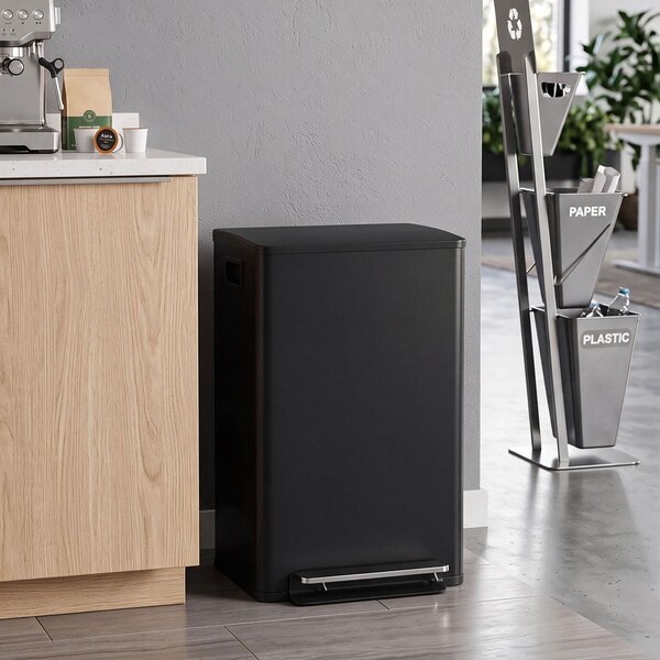 HOMCOM Pattumiera da cucina 50 L a pedale con secchio removibile e chiusura soft-close, nero | Aosom Italy