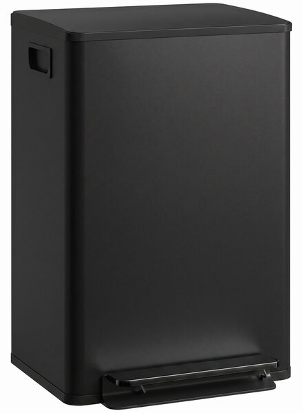 HOMCOM Pattumiera da cucina 50 L a pedale con secchio removibile e chiusura soft-close, nero | Aosom Italy
