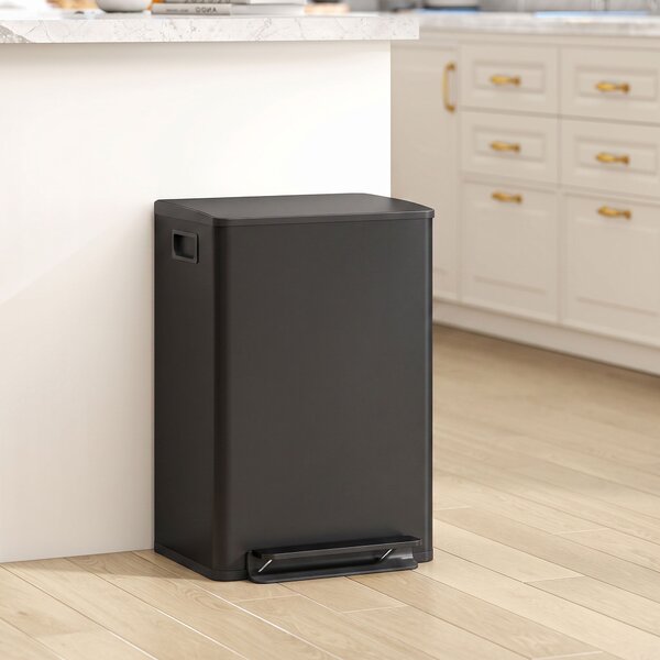 HOMCOM Pattumiera da cucina 50 L a pedale con secchio removibile e chiusura soft-close, nero | Aosom Italy