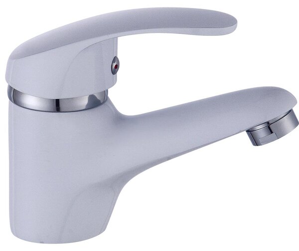 Miscelatore per lavabo, design a leva singola, struttura in ottone robusta, colore bianco, materiale: ottone