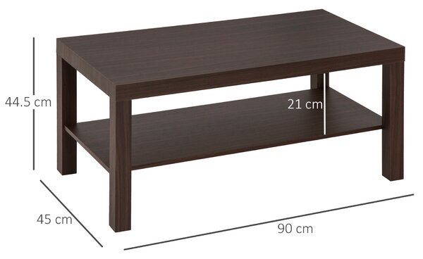 Homcom Tavolino Basso in Legno da Soggiorno Tavolo Salotto da caff Noce Disegno Elegante e Moderno, Noce|Aosom