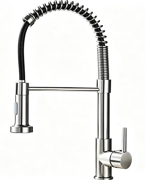 Rubinetto da cucina, con soffione estraibile, miscelatore monocomando, finitura nero nichel