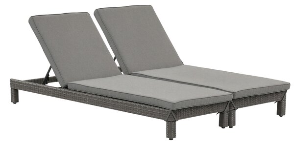 Outsunny Lettino da Giardino o Terrazzo Regorabile in PE Rattan con Cuscino Imbottito Regolabile su 6 Livelli, Grigio|Aosom