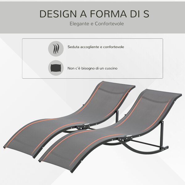 Outsunny Set 2 Sdraio da Giardino Pieghevoli, Lettino Prendisole in Alluminio e Textilene, 61x165x63 cm|Aosom