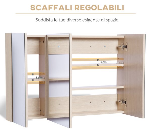 Kleankin mobiletto pensile bagno con specchiera bagno mobile salvaspazio bagno specchio bagno specchio contenitore contenitore|Aosom