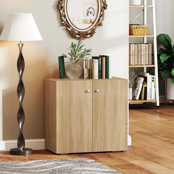 HOMCOM Mobiletto Multiuso a 2 Ante, Mobiletto Soggiorno o Ufficio in Legno con Maniglie in Alluminio, 70x39x70cm|Aosom