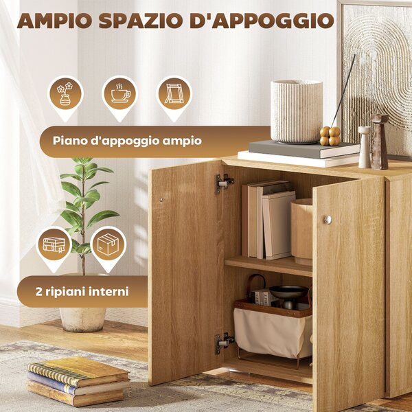 HOMCOM Mobiletto Multiuso a 2 Ante, Mobiletto Soggiorno o Ufficio in Legno con Maniglie in Alluminio, 70x39x70cm|Aosom