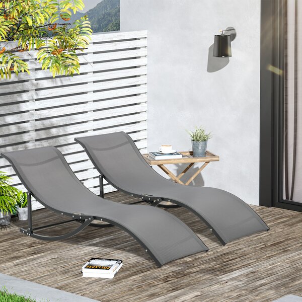 Outsunny Set 2 Sdraio da Giardino Pieghevoli, Lettino Prendisole in Alluminio e Textilene, 61x165x63 cm|Aosom