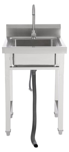 Lavello professionale, rubinetto girevole a 360°, acciaio inossidabile resistente, colore argento
