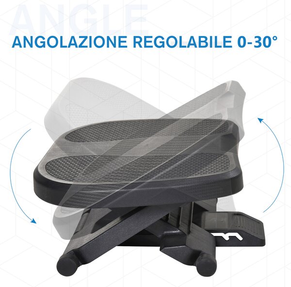 HOMCOM Pedana Poggiapiedi da Scrivania o Ufficio, Antiscivolo con Altezza Regolabile (10-16.5cm) e Angolazione 0-45°