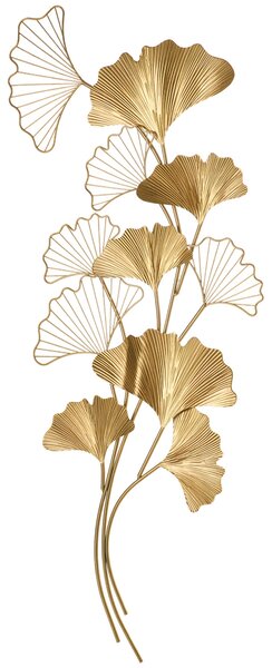 HOMCOM Decorazione Murale 3D in Metallo, Wall Art Dorata con Foglie di Ginkgo 138x70cm|Aosom