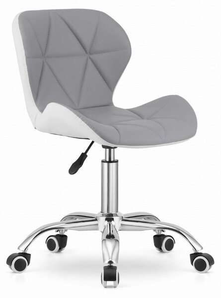 Sedia girevole da ufficio con ampio schienale in ecopelle grigio-bianca