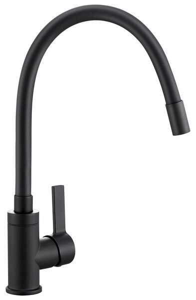 Rubinetto da cucina, collo flessibile, design a basso consumo di acqua, colore nero, attacco G3/8