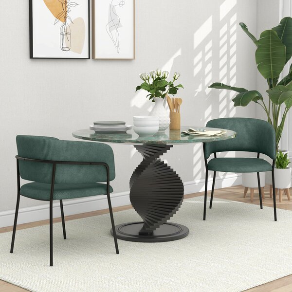 HOMCOM Set 2 Sedie da Cucina Imbottite, in Tessuto Effetto Velluto e Acciaio, Sedie per Sala da Pranzo, 57x53x73 cm, Verde | Aosom Italy