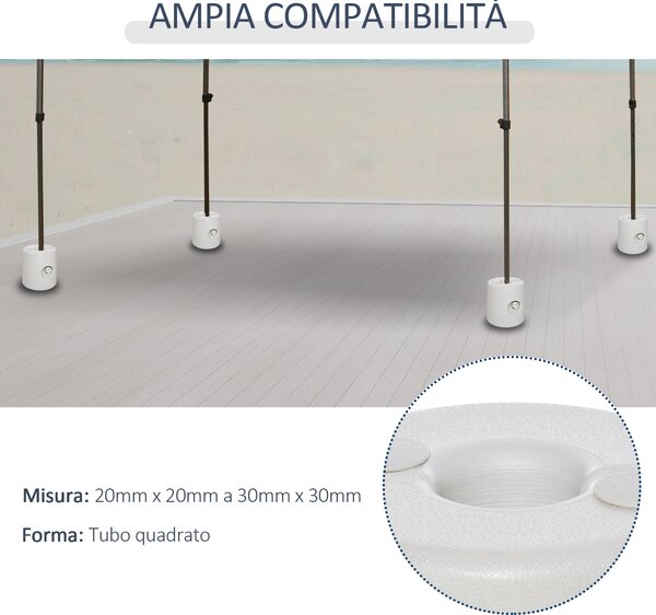 Outsunny Set 4 Pezzi Pesi per Gazebo Riempibili con Acqua o Sabbia, Bianco PE 22 x 24 x 25 cm Bianco