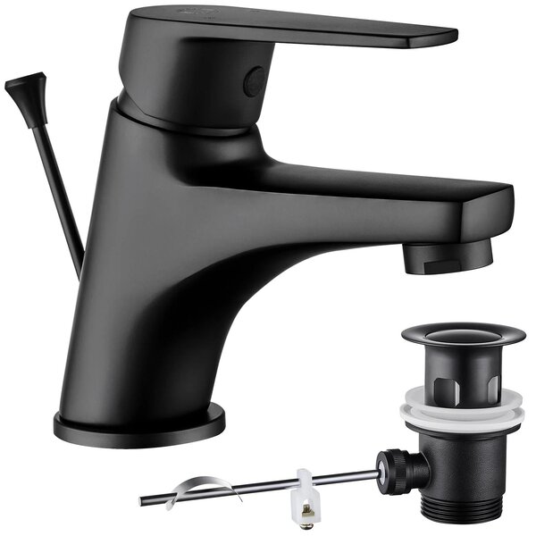 Miscelatore per lavabo, da montare a incasso, con aeratore a risparmio idrico, colore nero, attacco G3/8