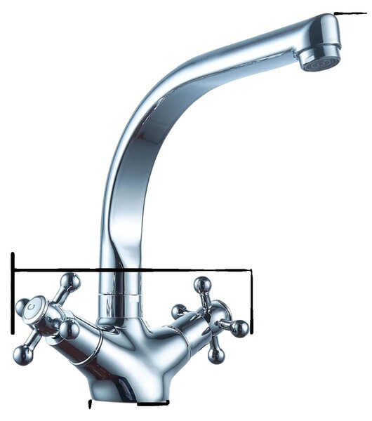 Miscelatore per lavabo, struttura in metallo resistente, design moderno, colore argento