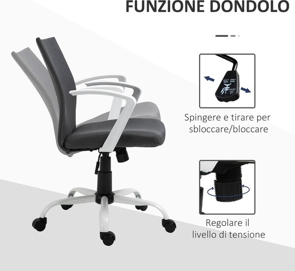 Vinsetto Sedia da Ufficio Ergonomica e Girevole con Altezza Regolabile, 61x61x89-99 cm, Grigio Scuro | Aosom Italy