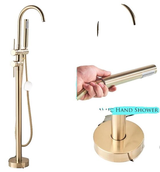 Design con base a forma di zampa, include doccetta manuale, finitura oro spazzolato