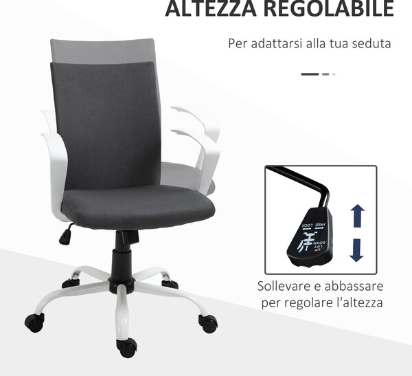 Vinsetto Sedia da Ufficio Ergonomica e Girevole con Altezza Regolabile, 61x61x89-99 cm, Grigio Scuro | Aosom Italy