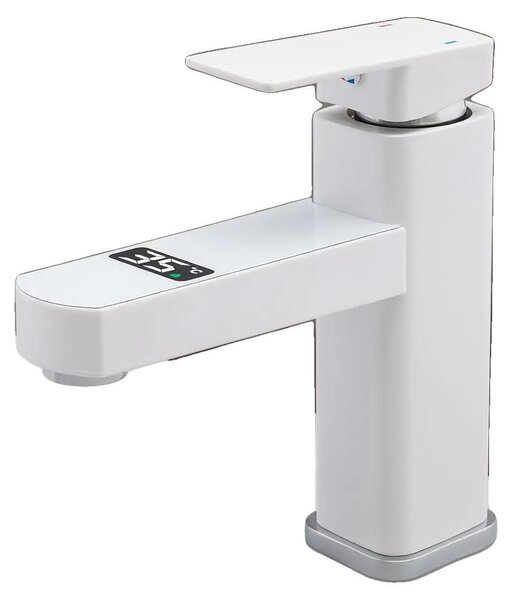 Miscelatore per lavabo, indicatore LED della temperatura, controllo monocomando, BIANCO