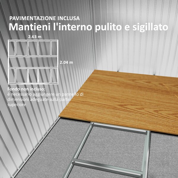 Outsunny Casetta da Giardino con 2 Porte Scorrevoli e 4 Prese d'Aria in Acciaio, 322x277x192 cm, Marrone | Aosom Italy