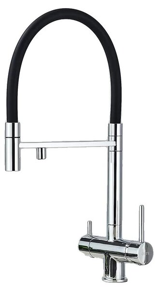 Miscelatore da cucina, doppia maniglia, bocca estraibile, cromo
