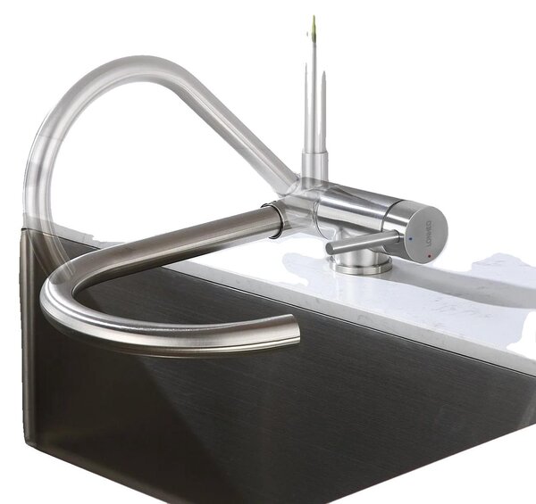 Rubinetto da cucina, design pieghevole, beccuccio girevole a 360°, cromato
