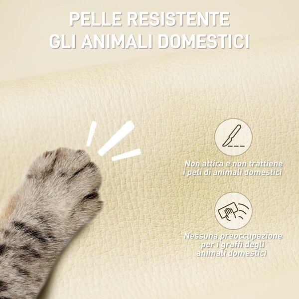 HOMCOM Sedia da Ufficio Reclinabile a 155° con Poggiapiedi, Doppia Imbottitura e Rivestimento in Finta Pelle, Beige | Aosom Italy