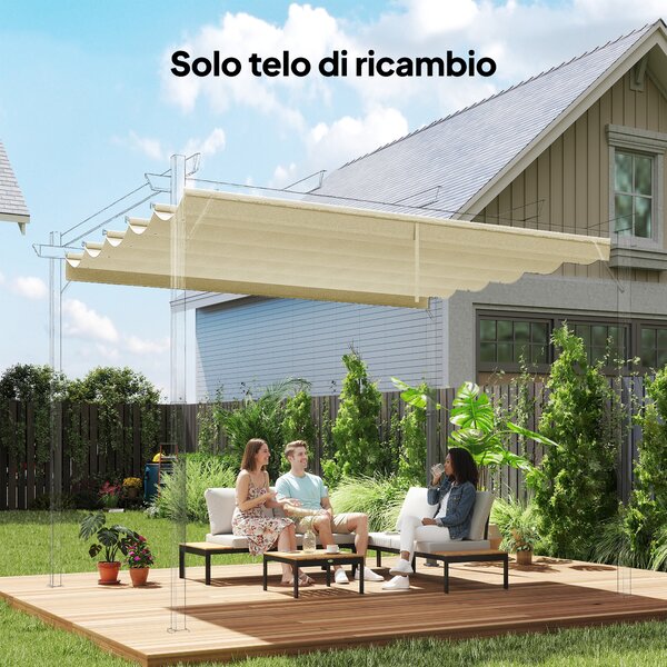Outsunny Tetto per Gazebo Pergola con 10 Fori di Drenaggio in Poliestere, 250x255 cm, per Pergola 3x3m, Crema | Aosom Italy