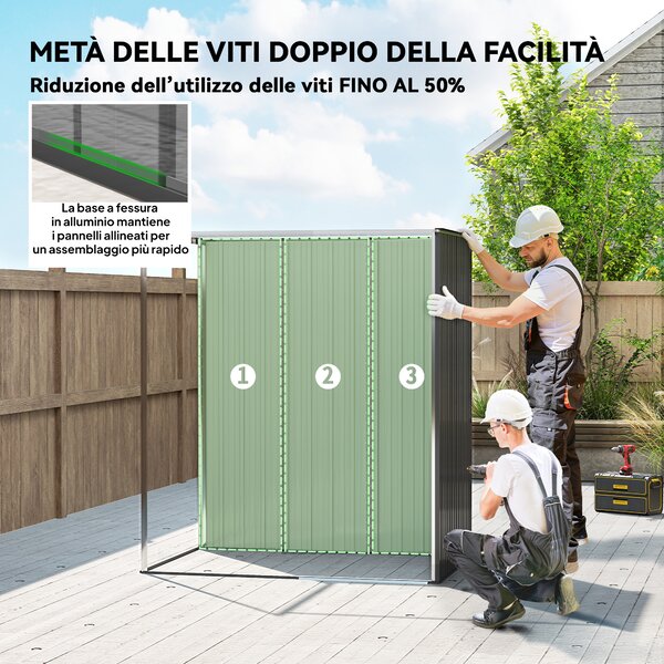 Outsunny Casetta da Giardino in Metallo con Prese d'Aria e Porta Scorrevole, 159x106x181 cm, Grigio Scuro | Aosom Italy