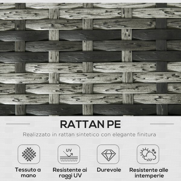 Outsunny Set da Esterno 6 Pezzi con 2 Tavolini Contenitore, 2 Divani e 2 Poltrone, in Rattan e Acciaio, Grigio | Aosom Italy