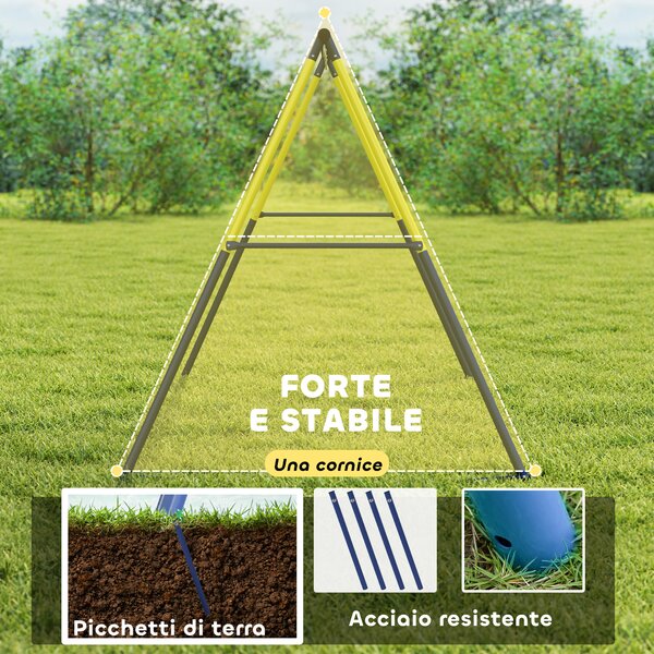 AIYAPLAY Struttura per Altalena da Giardino per Bambini 3-8 Anni in Acciaio, 4 Ganci, 260x160x178 cm, Blu | Aosom Italy