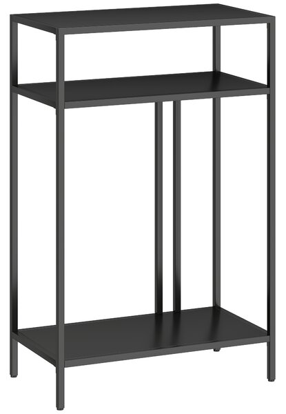 HOMCOM Tavolo Consolle con Ripiani Aperti a 3 Livelli, in Acciaio, 55x30x85 cm, Nero | Aosom Italy