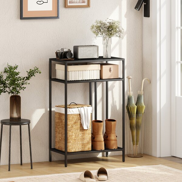 HOMCOM Tavolo Consolle con Ripiani Aperti a 3 Livelli, in Acciaio, 55x30x85 cm, Nero | Aosom Italy