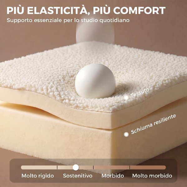 HOMCOM Sedia Scrivania Girevole in Sherpa con Altezza Regolabile, Funzione Dondolo, Capacità 120 kg, Crema | Aosom Italy
