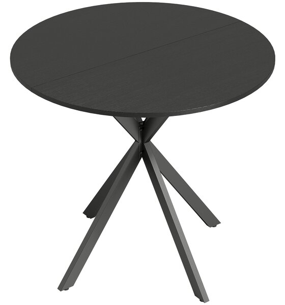Tavolo da Pranzo Rotondo Stile Industriale Ø80x75 cm con Piano in Truciolare e Gambe a Croce in Acciaio Nero