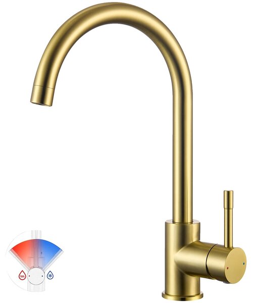 Miscelatore per cucina, in acciaio inossidabile 304, altezza totale 346 mm, altezza del beccuccio 235 mm, girevole a 360°, monocomando