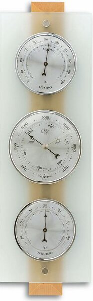 Moderna stazione meteorologica in faggio naturale-vetro/argento, D, KF-TFA