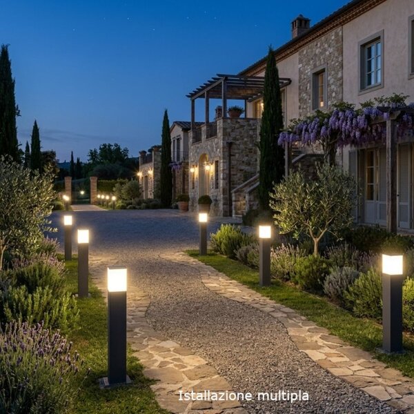 Lampioncino moderno top light nizza ga e27 led ip44 alluminio policarbonato - Top Light