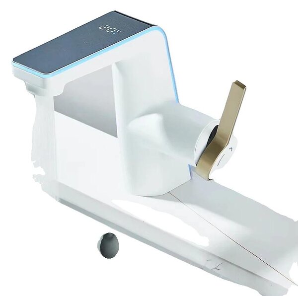 Miscelatore per lavabo, monocomando, con display LED, bianco