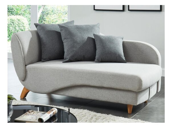 Chaise longue letto in Tessuto Grigio e cuscini grigi - NYX