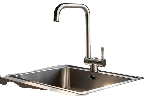 Rubinetto da cucina pieghevole, in acciaio inossidabile spazzolato, design salvaspazio, conforme alle normative CE, collegamento flessibile, dimensioni compatte