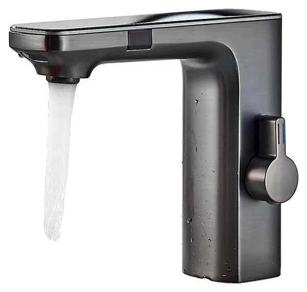 Miscelatore per lavabo, sensore a infrarossi senza contatto, monocomando, grigio