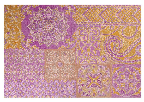 Tappeto di lana rosa giallo senape 140 x 200 cm stile orientale vintage soggiorno camera da letto Beliani
