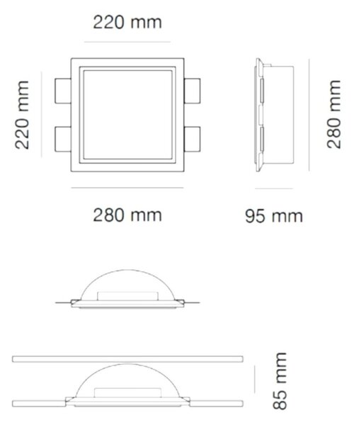 Faretto incasso belfiore 9010 microcosmi square 2524a 3003 led cristaly ip20 - Belfiore - 9010