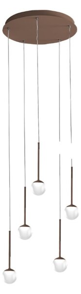 Lampadario moderno promoingross lollypop s5b bn led metallo oro rosato metacrilato bianco - Promoingross